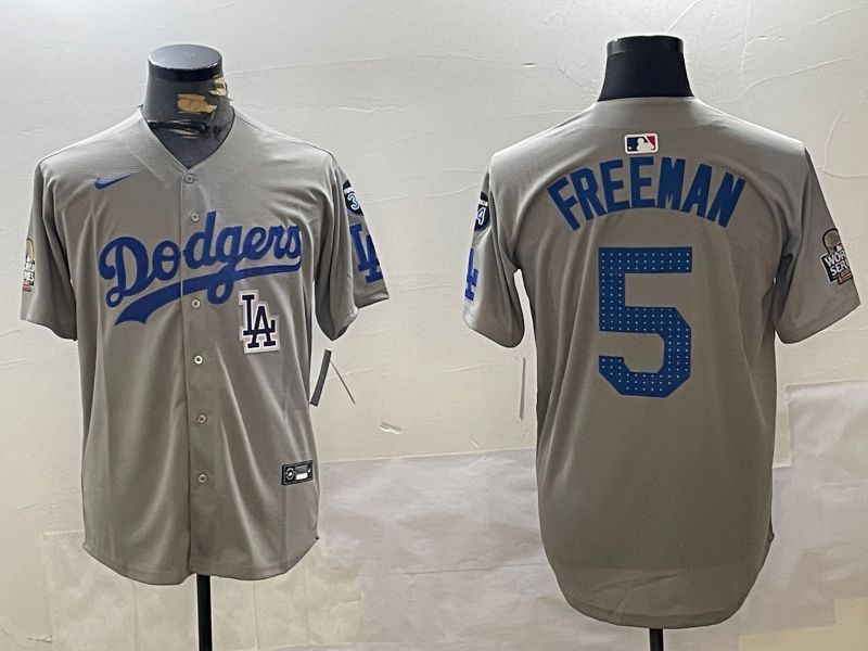 Men Los Angeles Dodgers #5 Freeman Grey Game 2024 Nike MLB Jersey style 112011